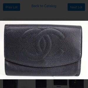 CHANEL Black Cavier leather wallet White Authenticity Certificate